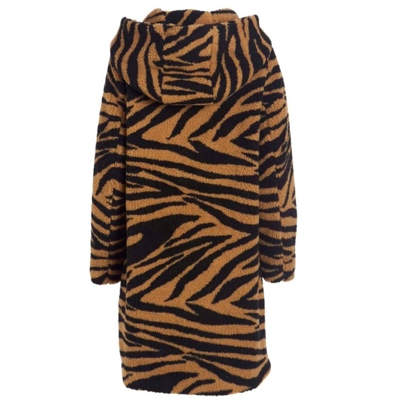 New Steve Madden Women's Tiger Sherpa Hooded Coat - Picture 3 of 13